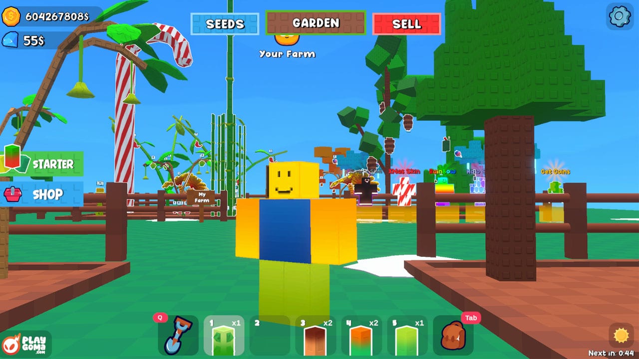 Grow a Garden 3D gameplay — plant seeds and harvest crops in a colorful 3D garden