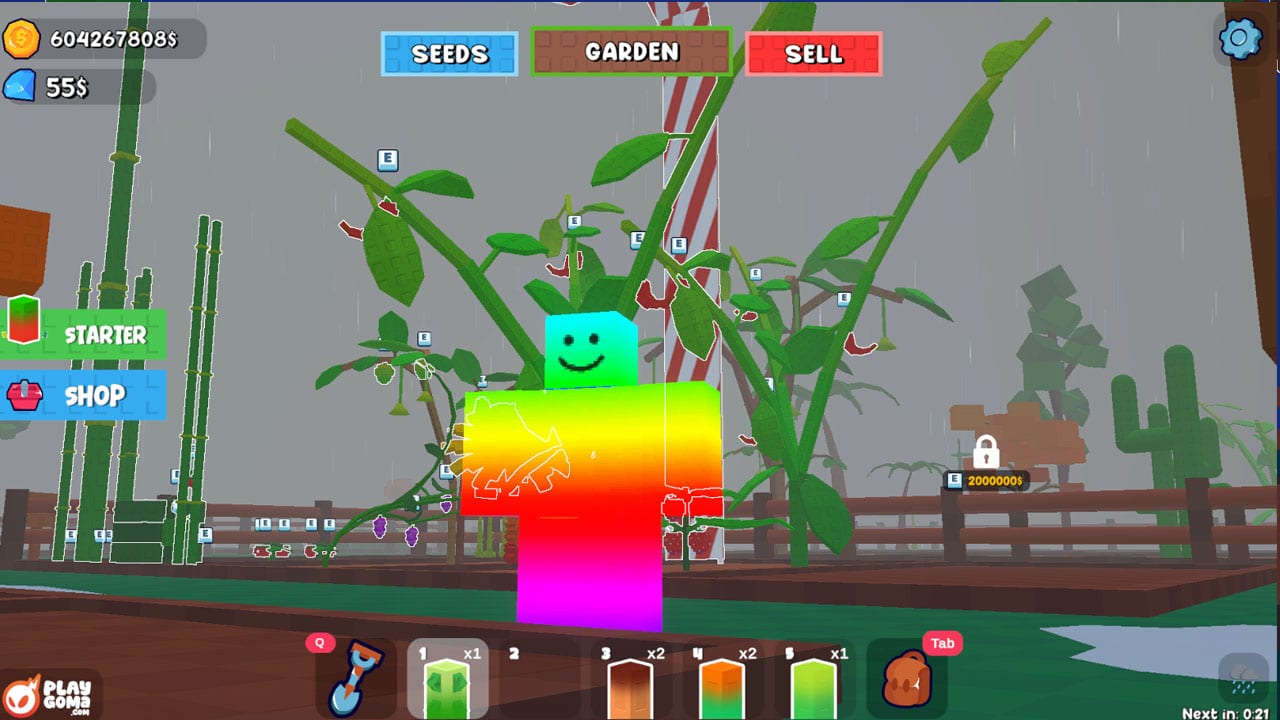 Grow a Garden 3D — harvesting ripe crops and selling for coins